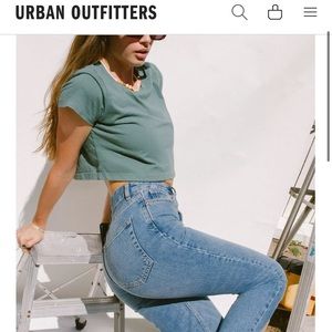Urban Outfitters Green Cropped T-shirt